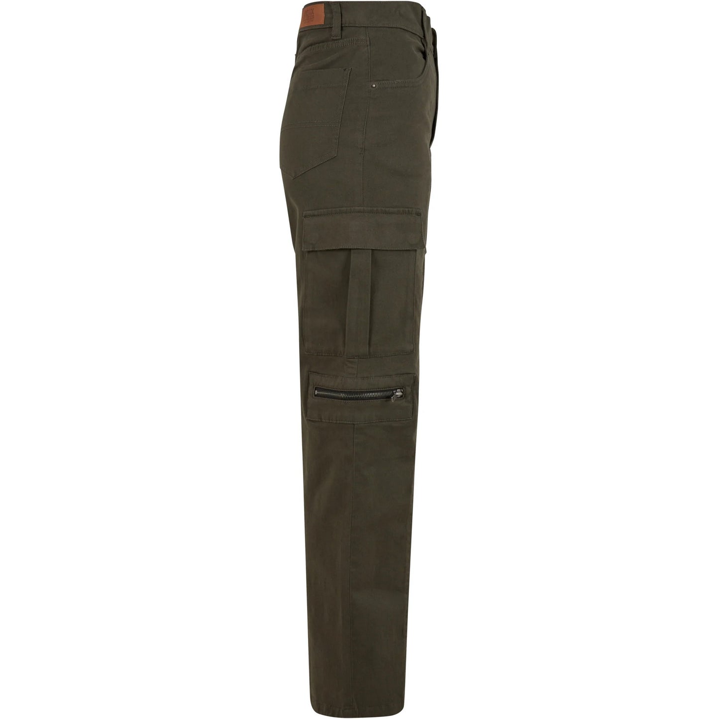 Black Olive - Back - Urban Classics Womens-Ladies Utility Twill Stretch Loose Cargo Trousers