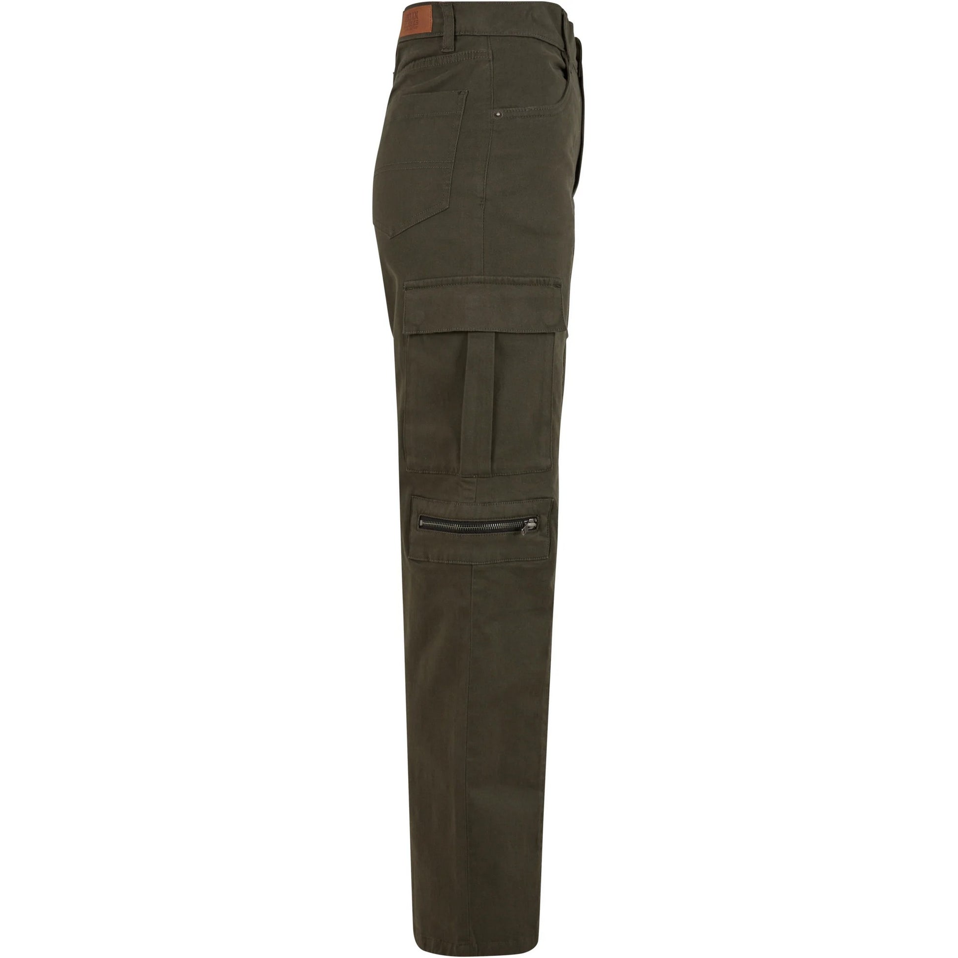 Black Olive - Back - Urban Classics Womens-Ladies Utility Twill Stretch Loose Cargo Trousers
