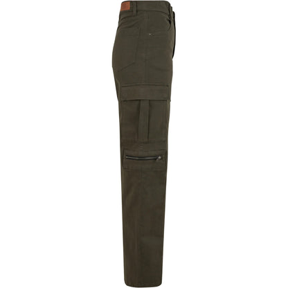 Black Olive - Back - Urban Classics Womens-Ladies Utility Twill Stretch Loose Cargo Trousers