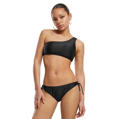 Black - Side - Urban Classics Womens-Ladies Asymmetric Bikini