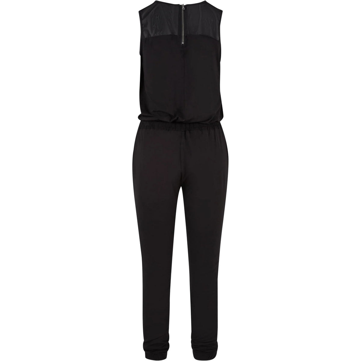 Black - Back - Urban Classics Womens-Ladies Mesh Technical Long Jumpsuit