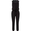 Black - Front - Urban Classics Womens-Ladies Mesh Technical Long Jumpsuit