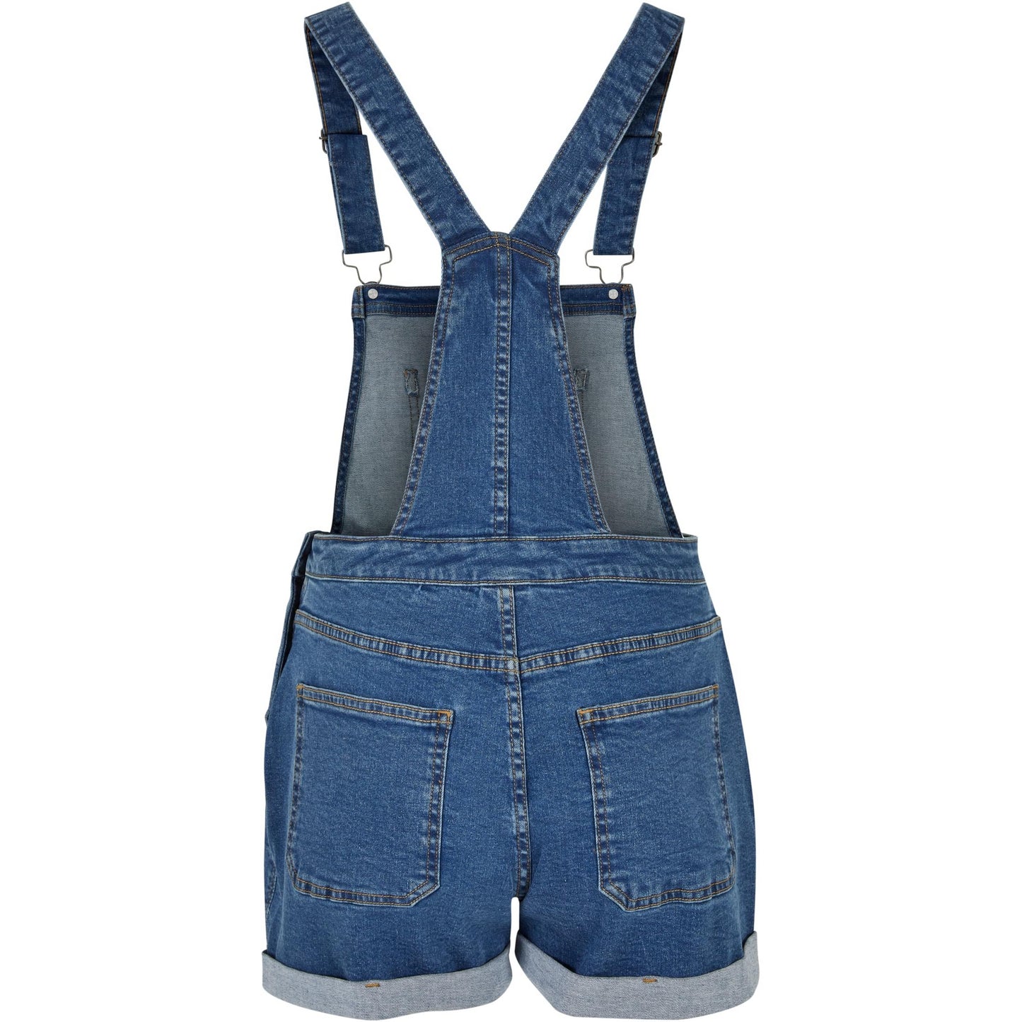 Clear Blue Washed - Back - Urban Classics Womens-Ladies Organic Short Dungarees