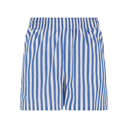 White-Blue - Front - Urban Classics Womens-Ladies Striped Shorts