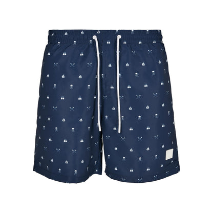 Blue - Front - Urban Classics Mens Patterned Swim Shorts