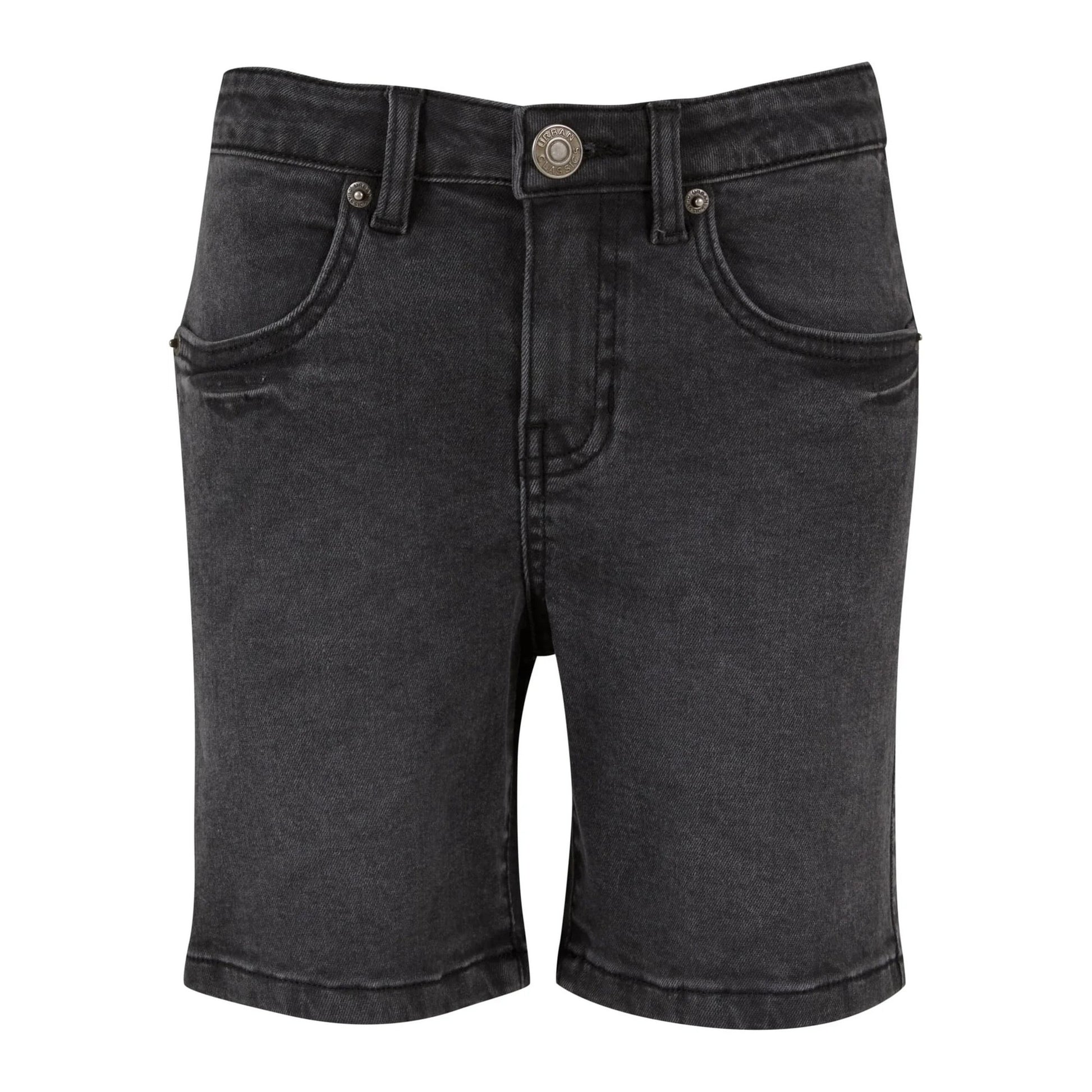Black Wash - Front - Urban Classics Boys Relaxed Fit Jean Shorts