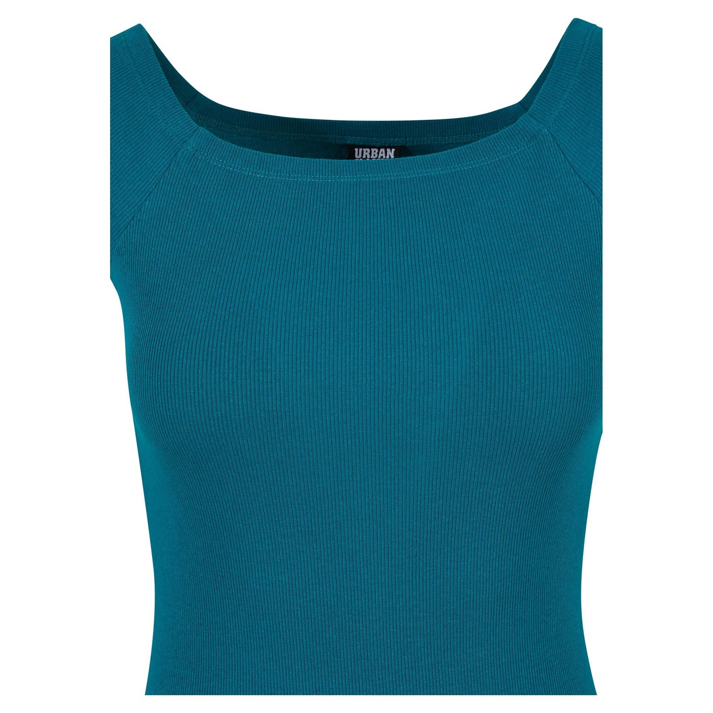 Green Water - Side - Urban Classics Womens-Ladies Ribbed Off Shoulder Dress