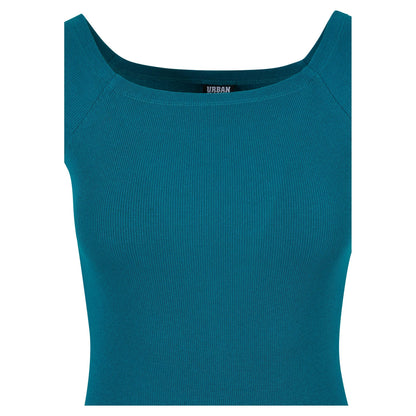 Green Water - Side - Urban Classics Womens-Ladies Ribbed Off Shoulder Dress