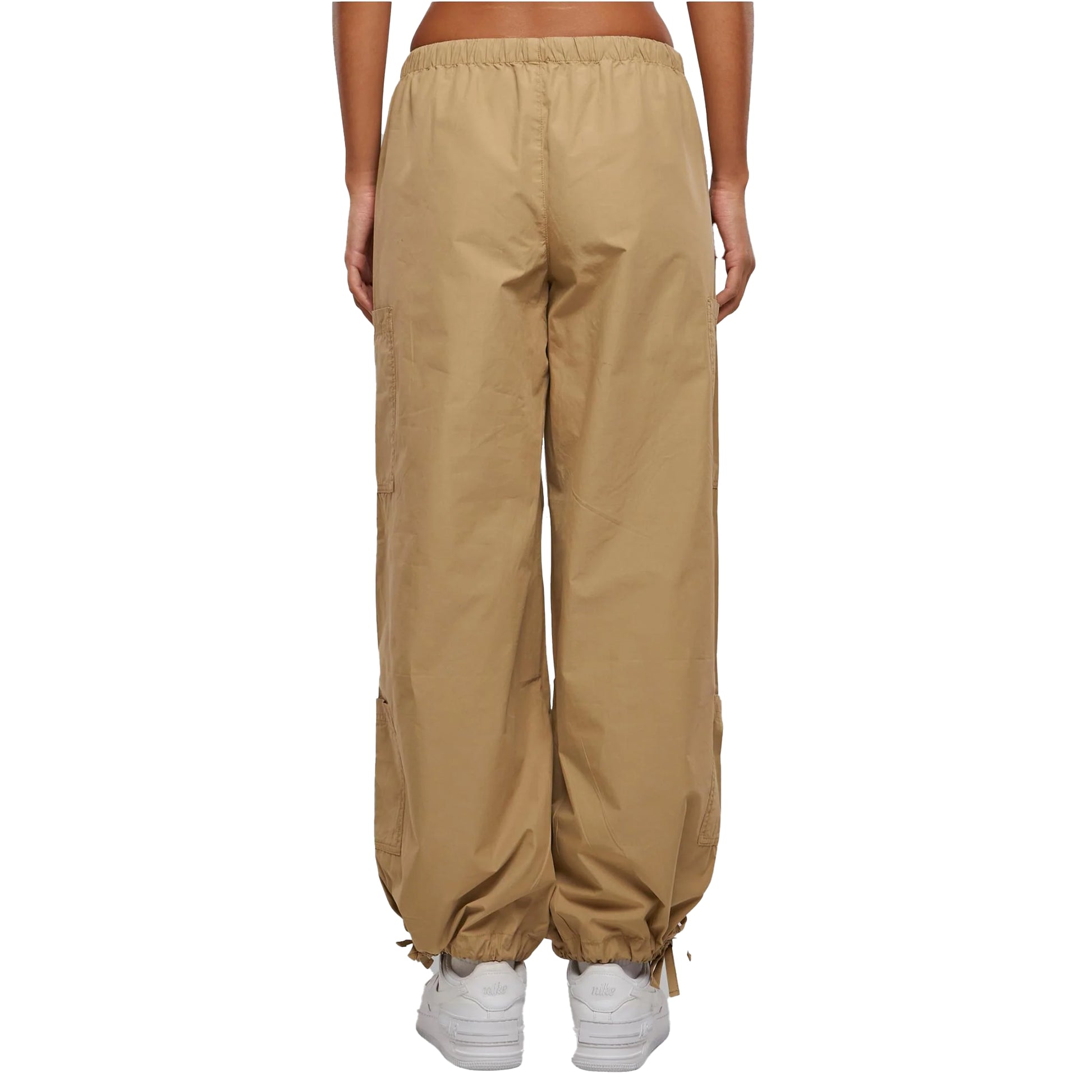 Union Beige - Back - Urban Classics Womens-Ladies Cotton Parachute Cargo Trousers