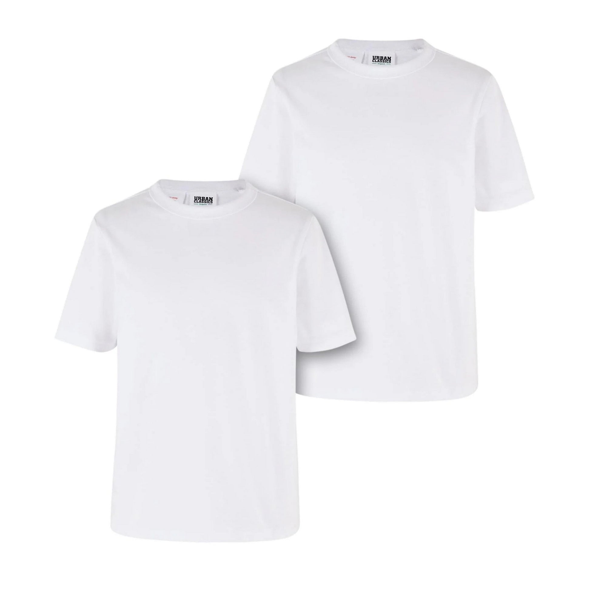 White - Front - Urban Classics Boys Basic Organic T-Shirt (Pack of 2)