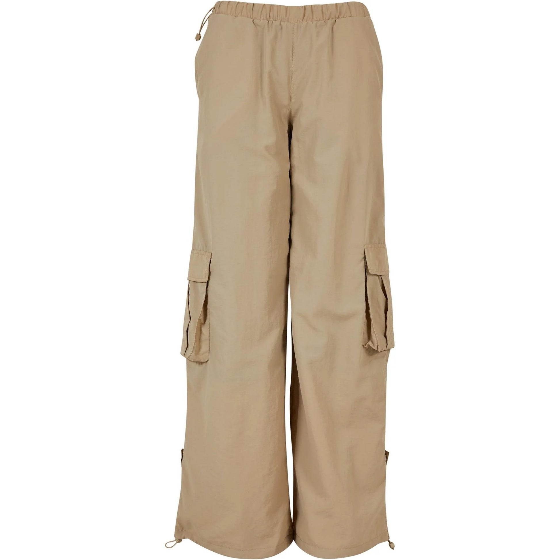 Concrete - Front - Urban Classics Womens-Ladies Nylon Crinkled Wide Cargo Trousers