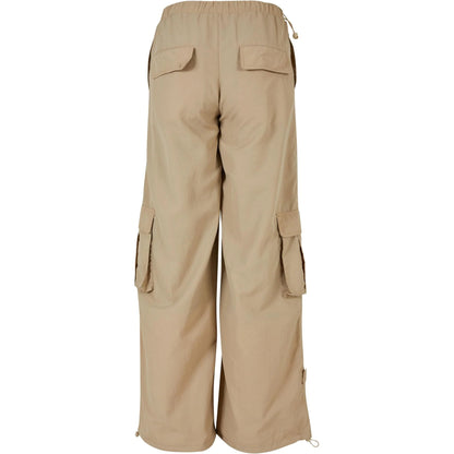 Concrete - Back - Urban Classics Womens-Ladies Nylon Crinkled Wide Cargo Trousers