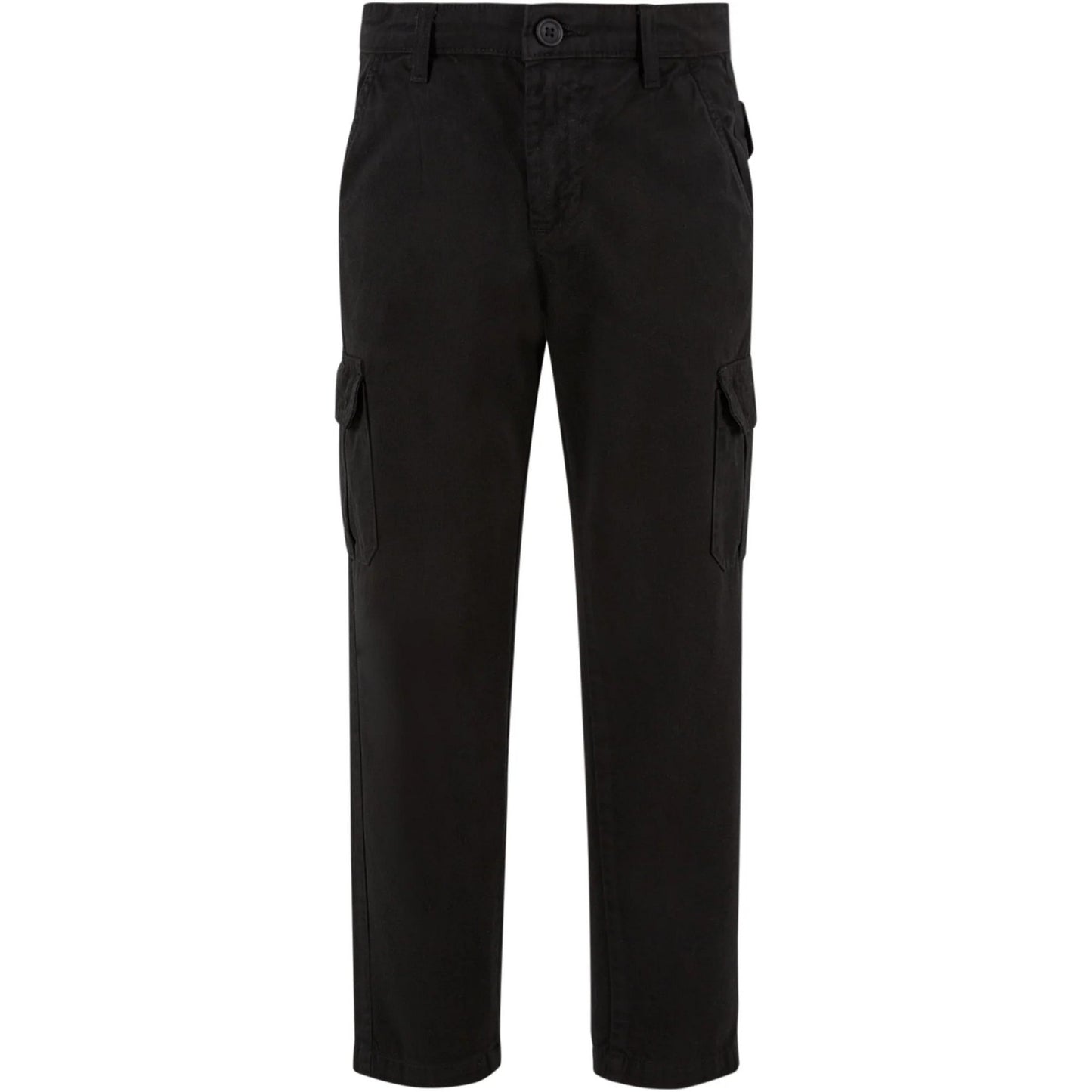 Black - Front - Urban Classics Boys Straight Leg Cargo Trousers