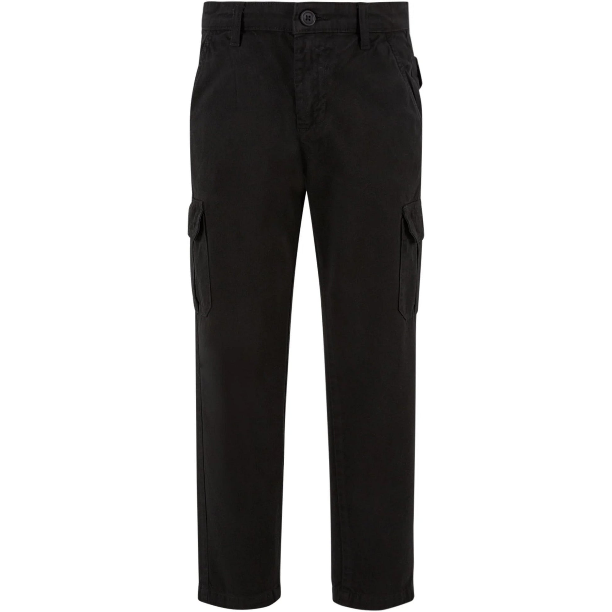 Black - Front - Urban Classics Boys Straight Leg Cargo Trousers