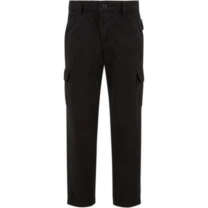 Black - Front - Urban Classics Boys Straight Leg Cargo Trousers