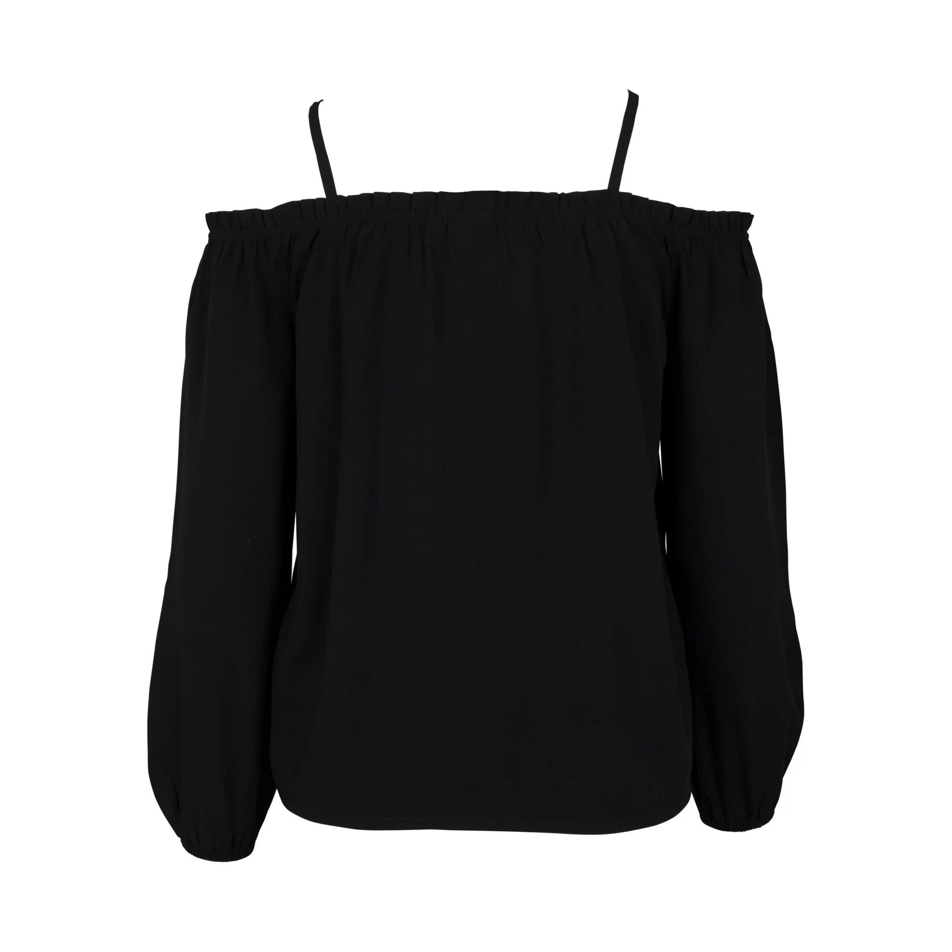 Black - Back - Urban Classics Womens-Ladies Cold Shoulder Long-Sleeved Top