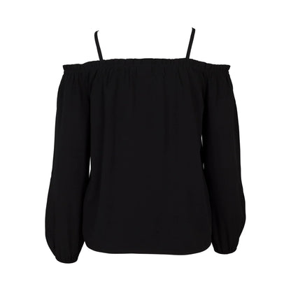 Black - Back - Urban Classics Womens-Ladies Cold Shoulder Long-Sleeved Top