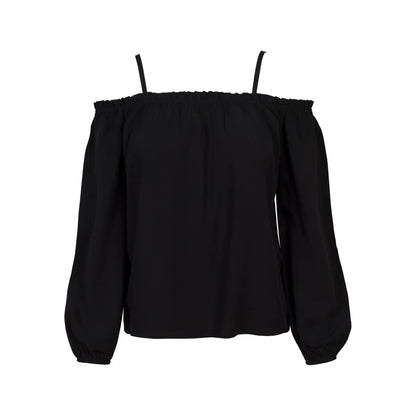 Black - Front - Urban Classics Womens-Ladies Cold Shoulder Long-Sleeved Top