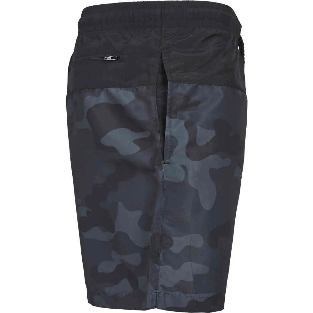 Black-Dark Camo - Side - Urban Classics Mens Block Swim Shorts