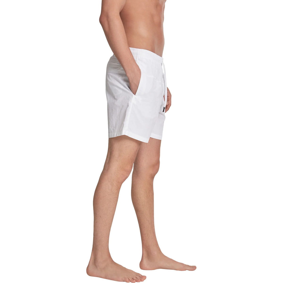 White - Side - Urban Classics Mens Block Swim Shorts