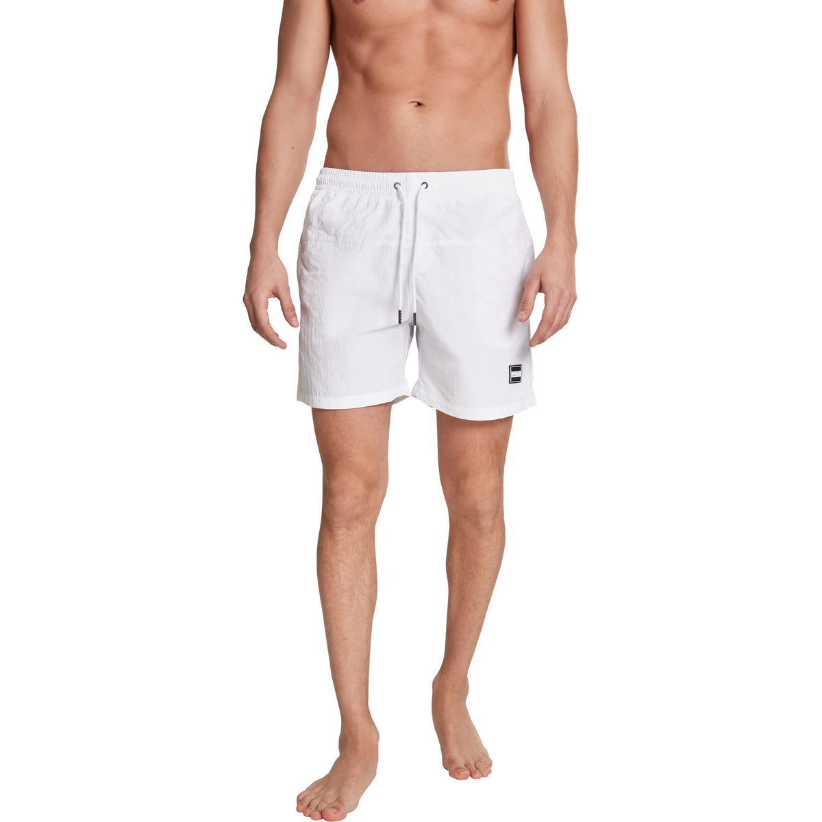 White - Pack Shot - Urban Classics Mens Block Swim Shorts
