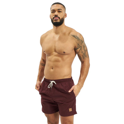 Cherry - Front - Urban Classics Mens Block Swim Shorts