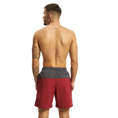 Brick Red-Dark Shadow - Back - Urban Classics Mens Block Swim Shorts