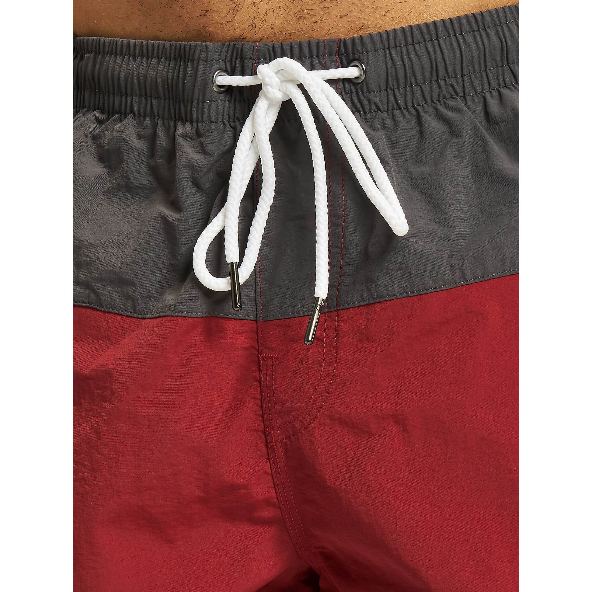 Brick Red-Dark Shadow - Side - Urban Classics Mens Block Swim Shorts
