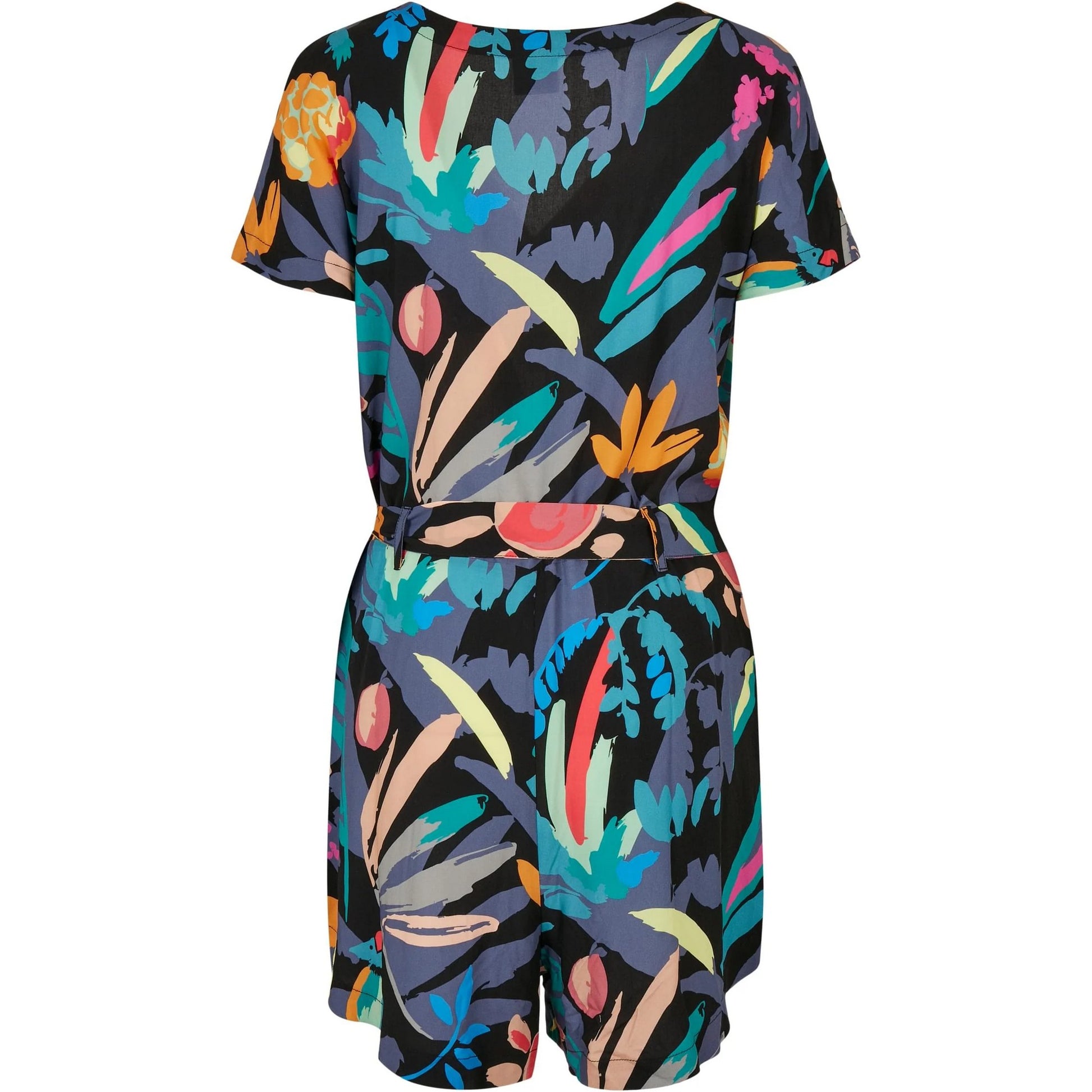 Black - Back - Urban Classics Womens-Ladies Fruit Belted Short Jumpsuit