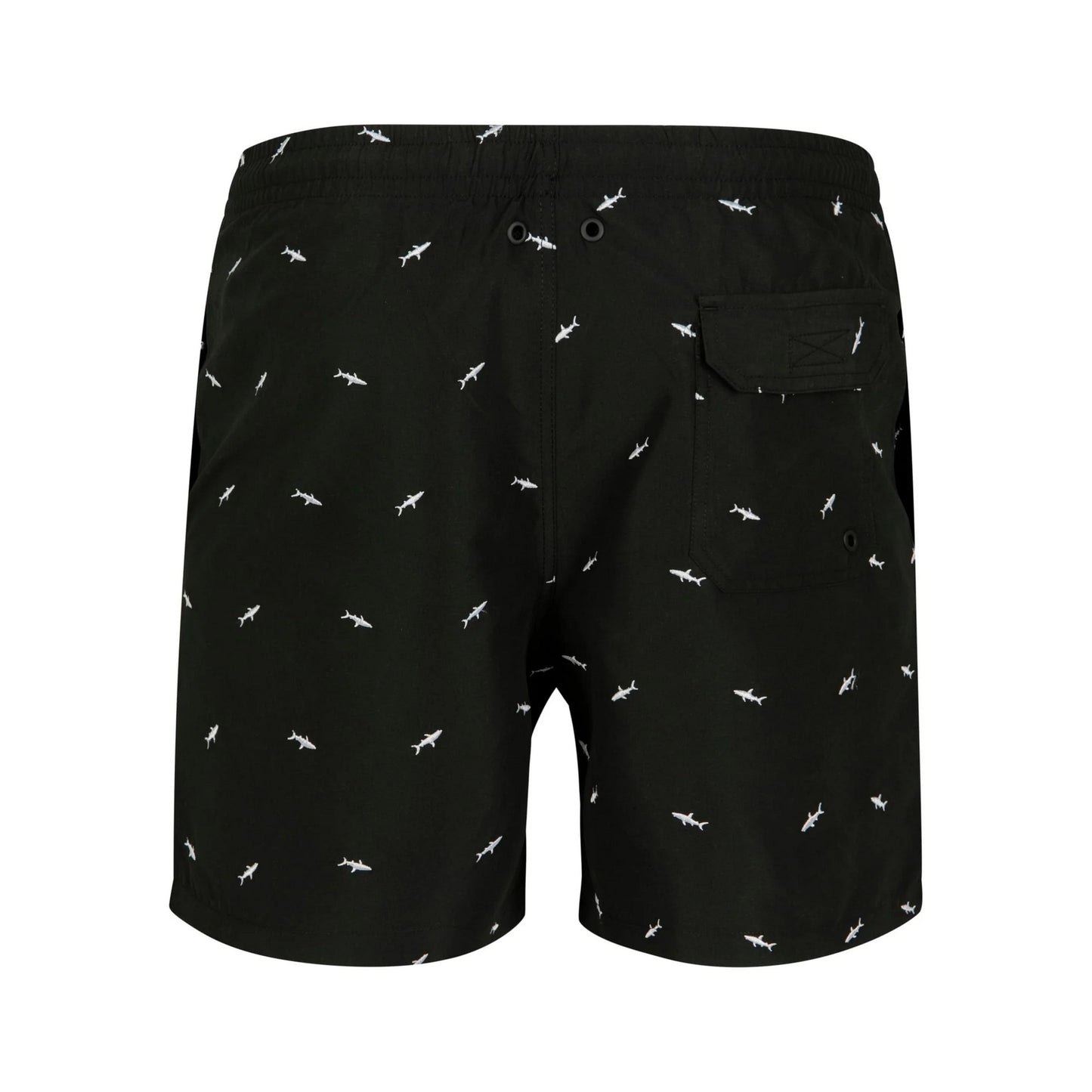 Black-White - Back - Urban Classics Mens Shark Swim Shorts