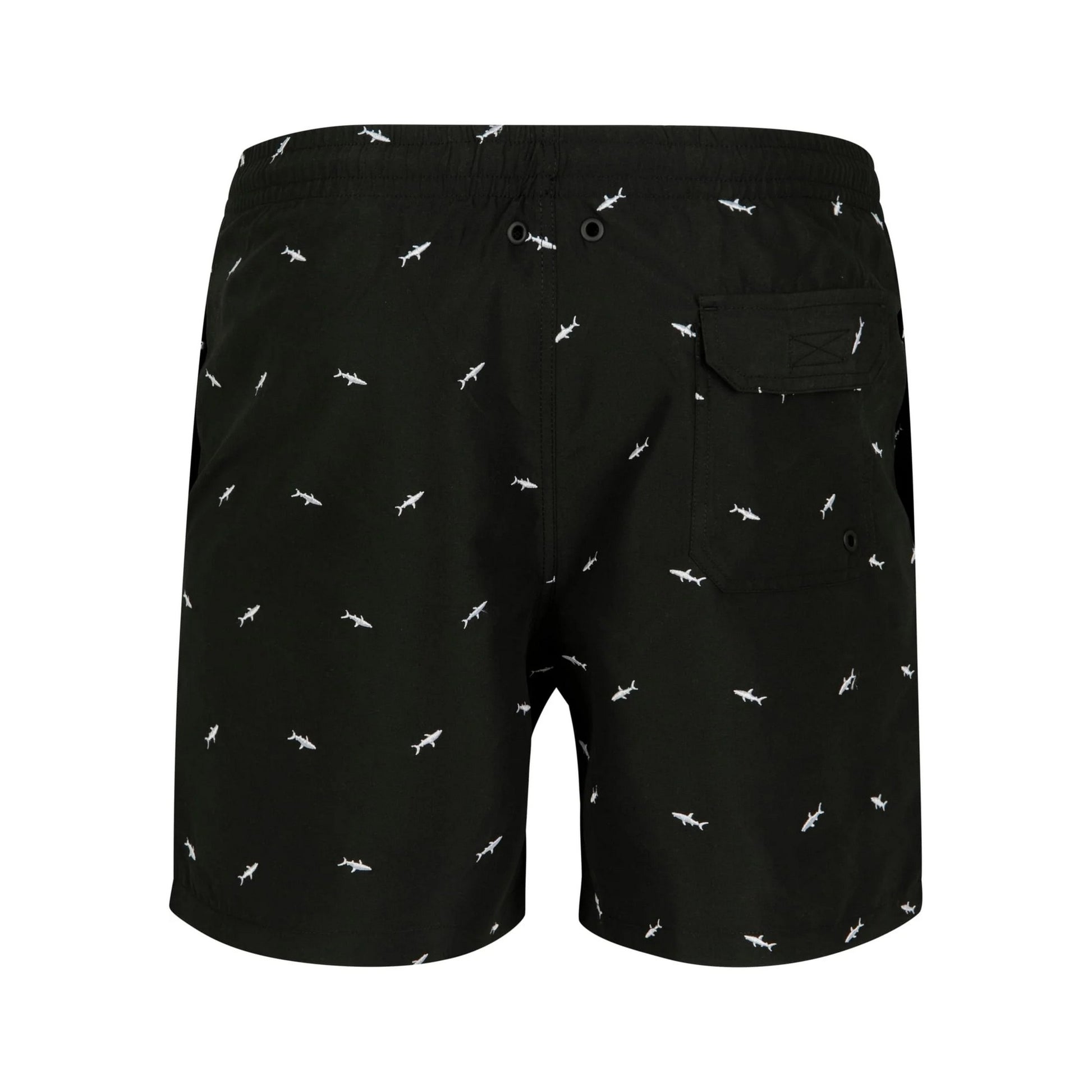 Black-White - Back - Urban Classics Mens Shark Swim Shorts