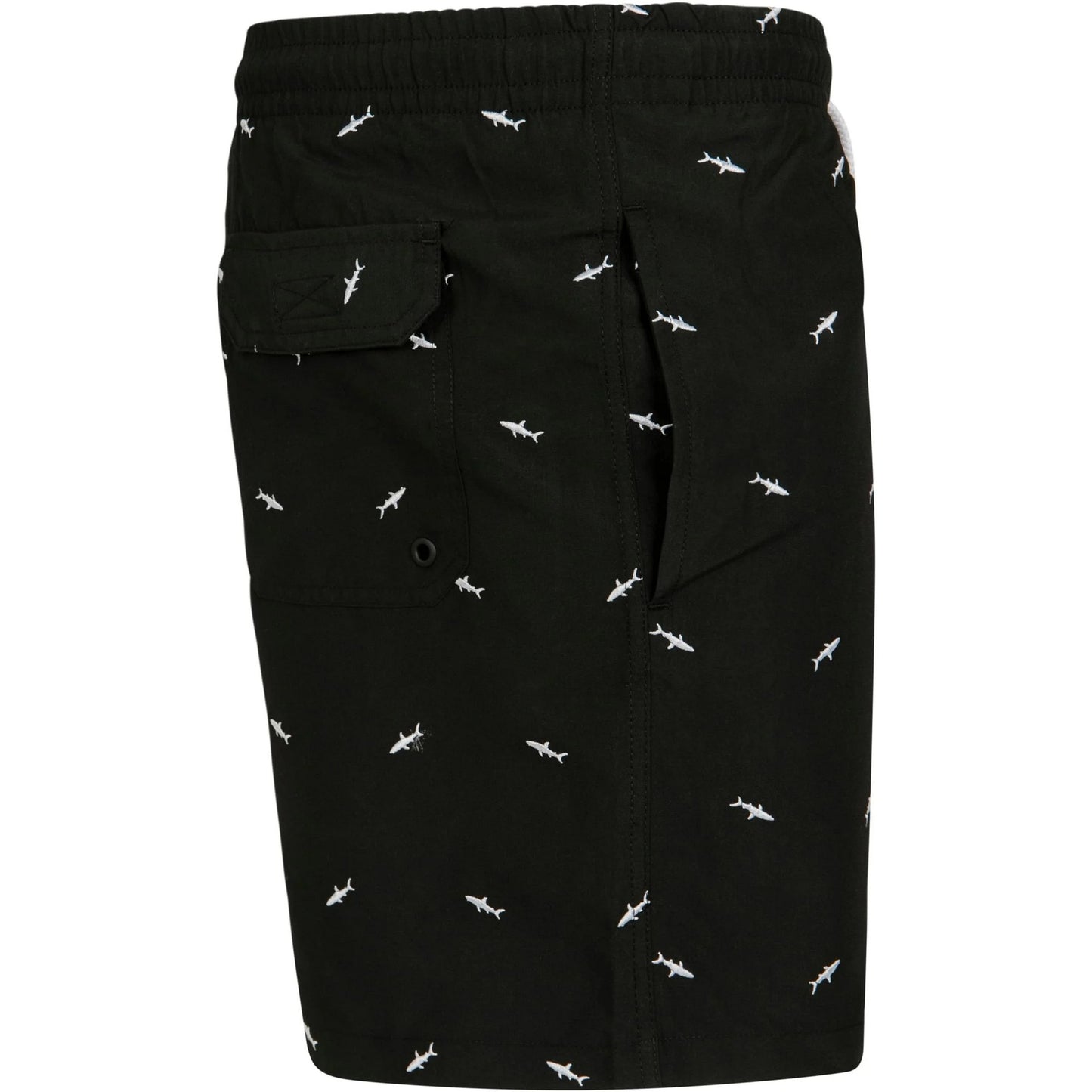 Black-White - Side - Urban Classics Mens Shark Swim Shorts