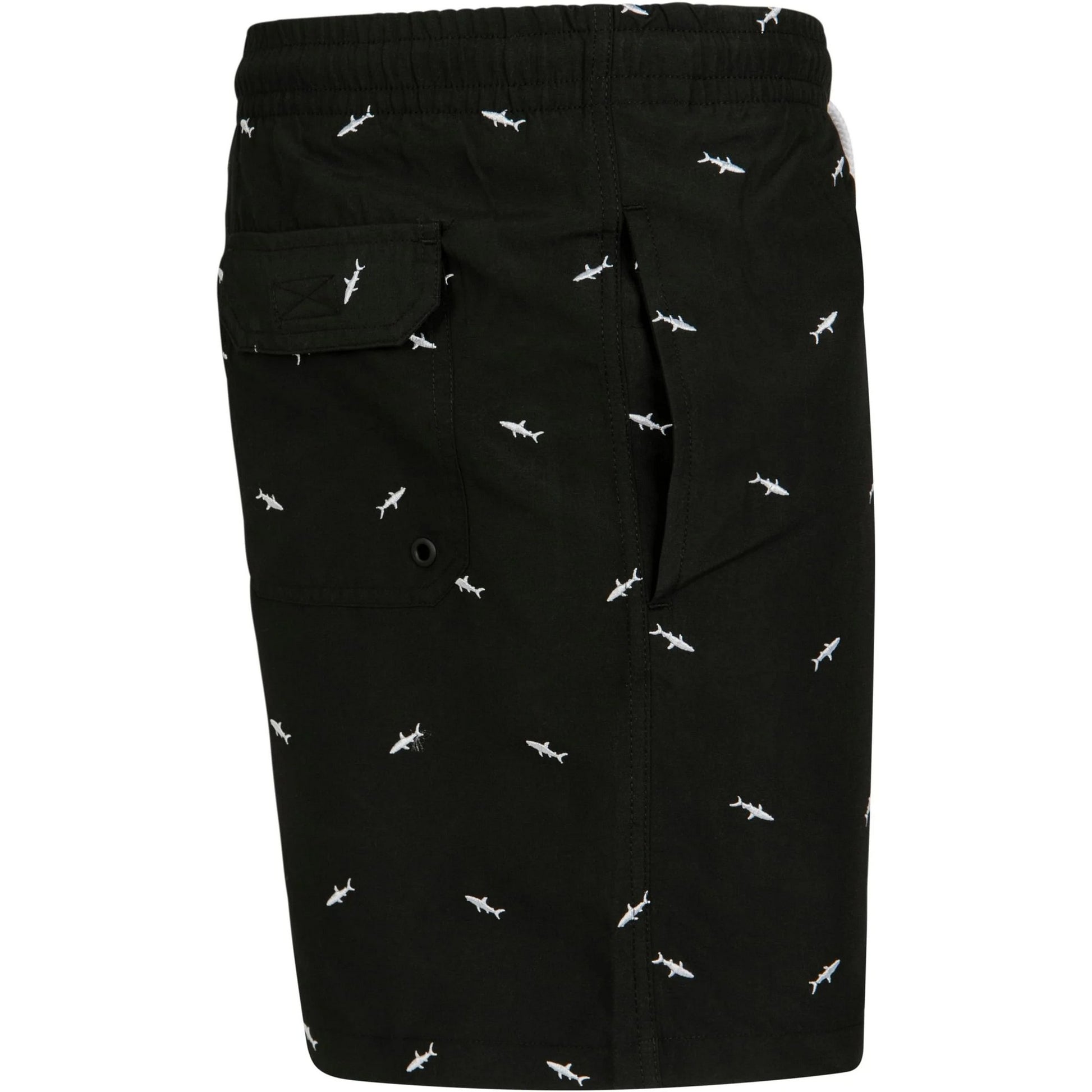 Black-White - Side - Urban Classics Mens Shark Swim Shorts