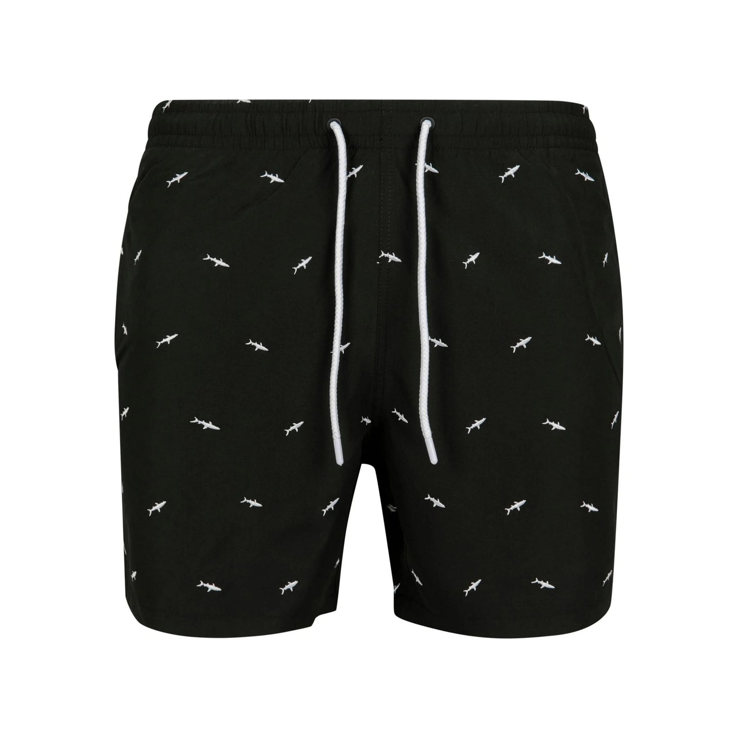 Black-White - Front - Urban Classics Mens Shark Swim Shorts