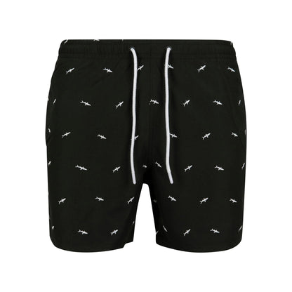 Black-White - Front - Urban Classics Mens Shark Swim Shorts