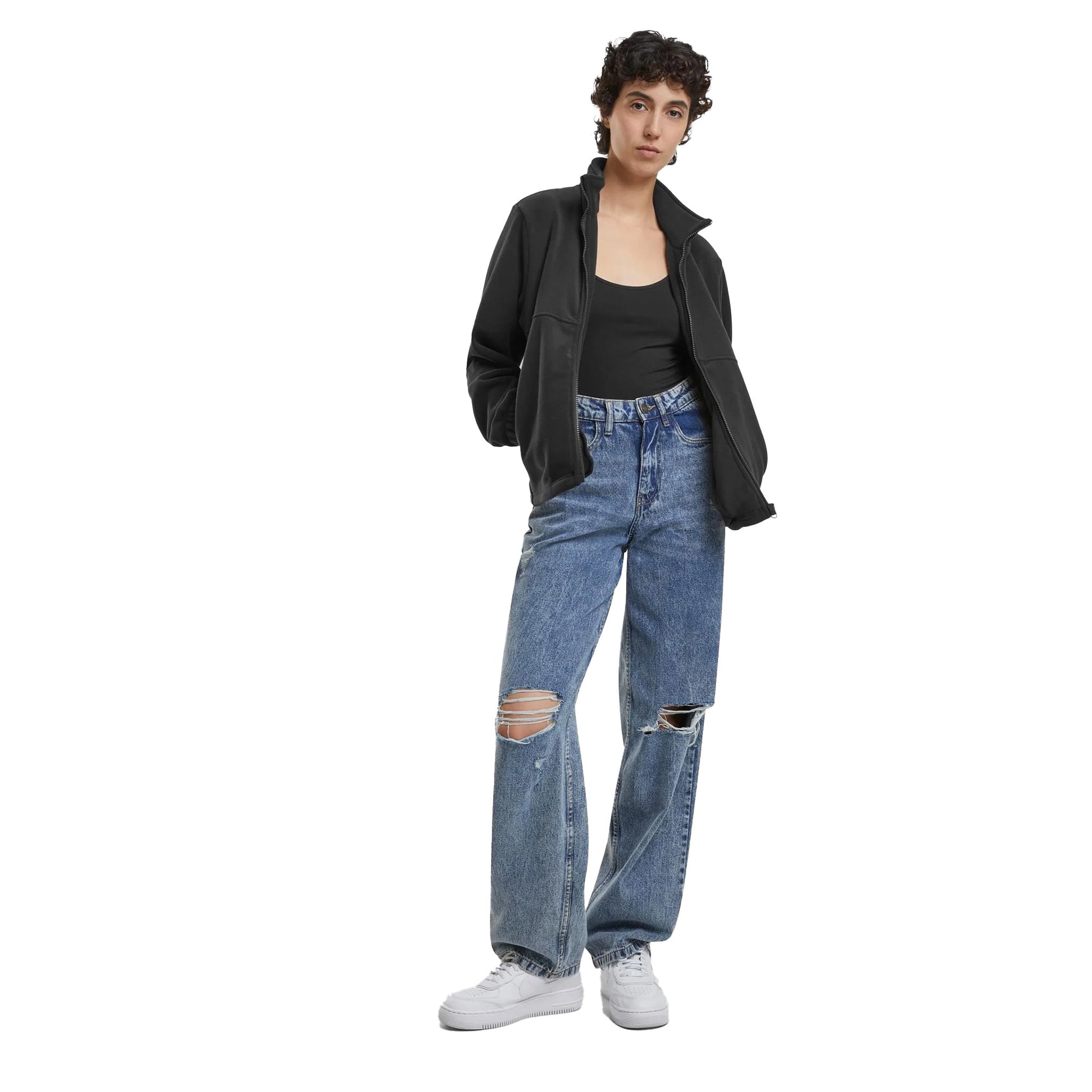 Black - Lifestyle - Urban Classics Womens-Ladies Plain Polar Fleece Double Layer Jacket