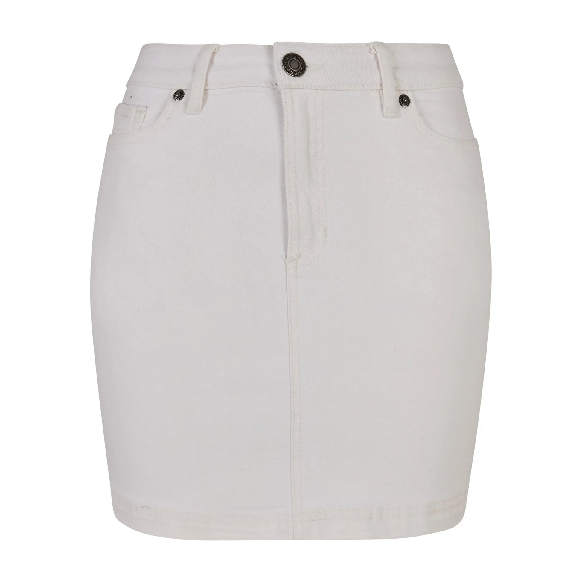 Off White Raw - Front - Urban Classics Womens-Ladies Denim Organic Mini Skirt