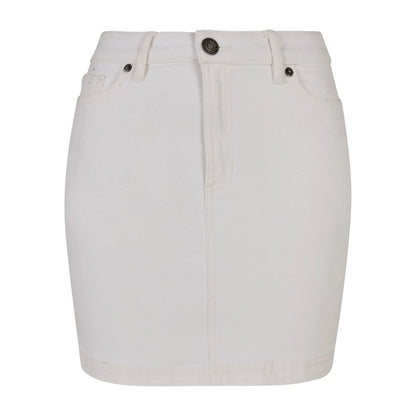 Off White Raw - Front - Urban Classics Womens-Ladies Denim Organic Mini Skirt