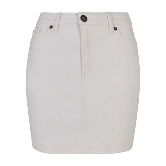 Off White Raw - Front - Urban Classics Womens-Ladies Denim Organic Mini Skirt