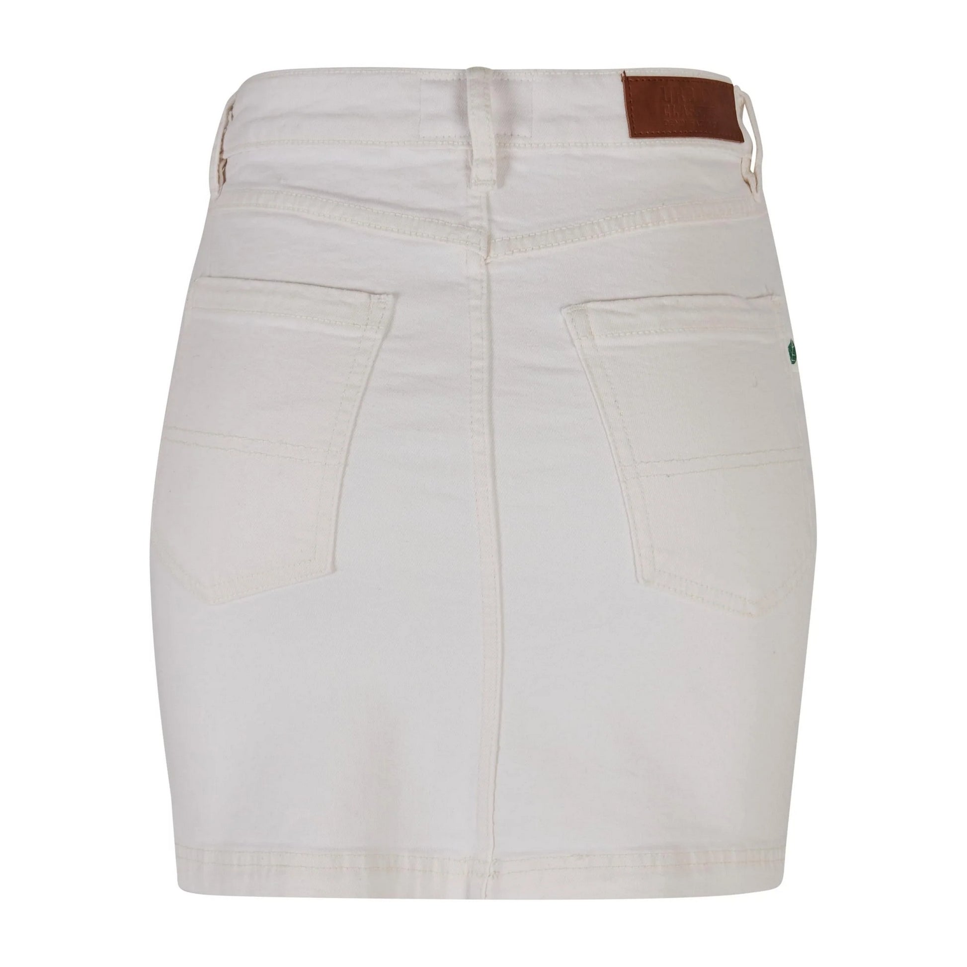 Off White Raw - Back - Urban Classics Womens-Ladies Denim Organic Mini Skirt