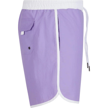 Lavender-White - Side - Urban Classics Mens Retro Swim Shorts