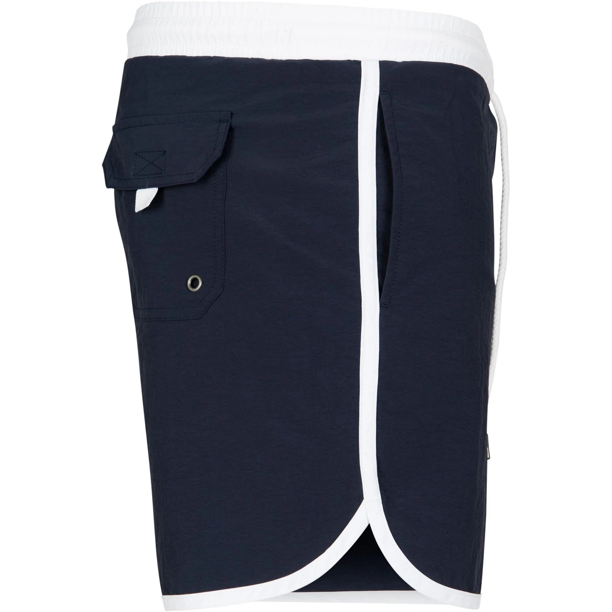 Navy-White - Side - Urban Classics Mens Retro Swim Shorts