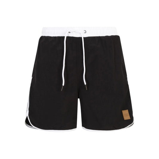 Black-White - Front - Urban Classics Mens Retro Swim Shorts