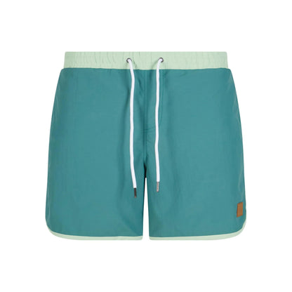 Pale Leaf-Vintage Green - Front - Urban Classics Mens Retro Swim Shorts