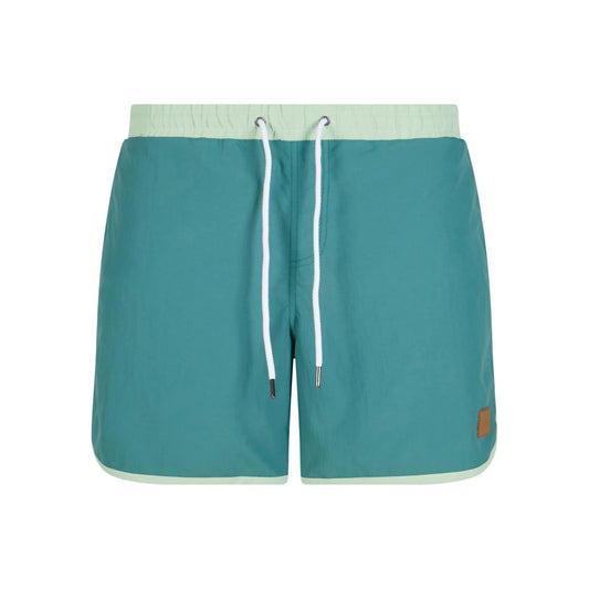 Pale Leaf-Vintage Green - Front - Urban Classics Mens Retro Swim Shorts