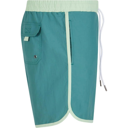 Pale Leaf-Vintage Green - Side - Urban Classics Mens Retro Swim Shorts