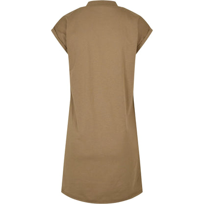 Khaki Green - Back - Urban Classics Womens-Ladies Turtle Extended Shoulder Dress