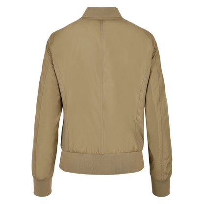 Khaki Brown - Back - Urban Classics Womens-Ladies Lights Bomber Jacket