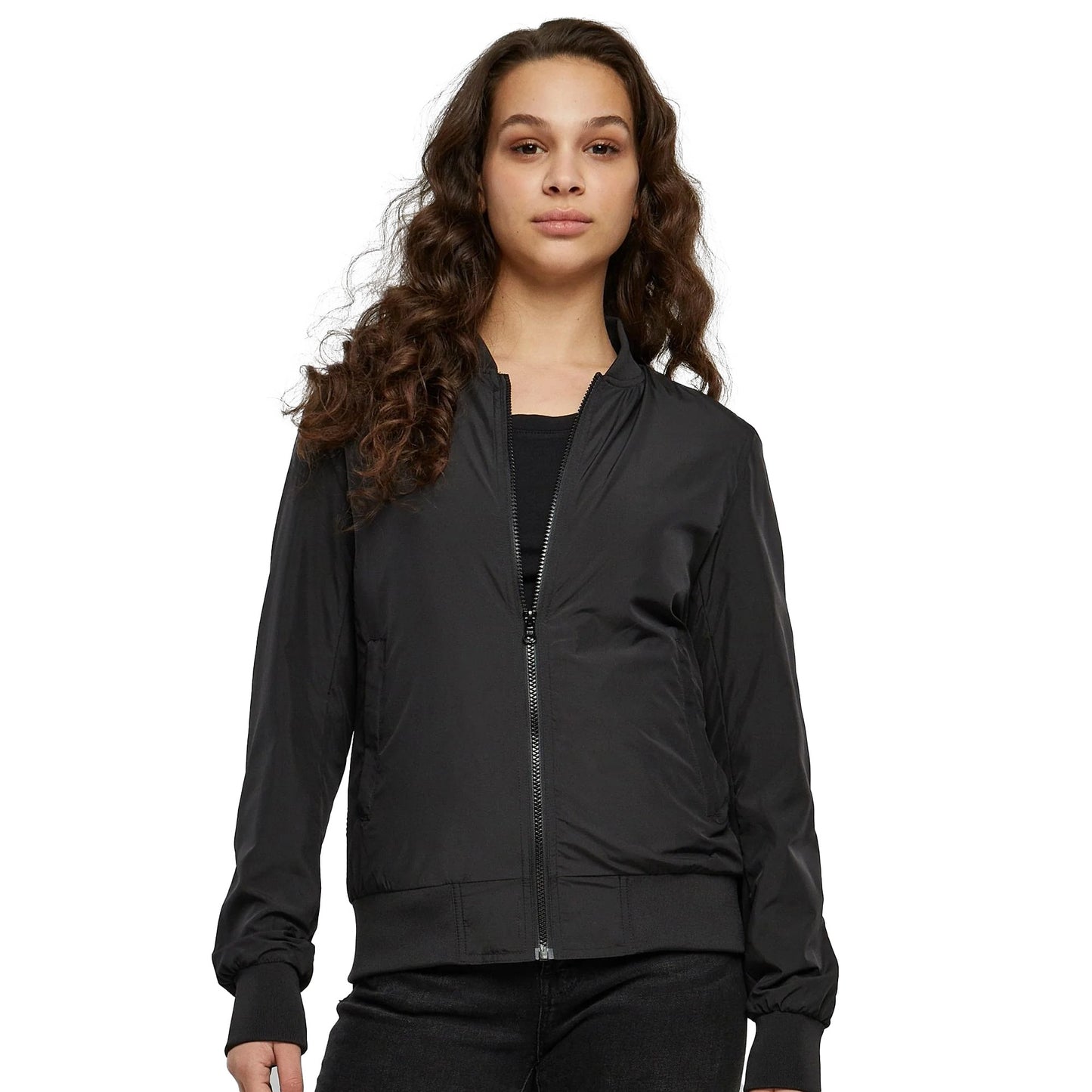 Black - Side - Urban Classics Womens-Ladies Lights Bomber Jacket