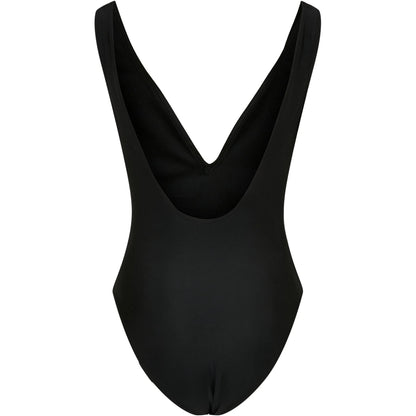 Black - Back - Urban Classics Womens-Ladies Recycled High Leg One Piece Swimsuit